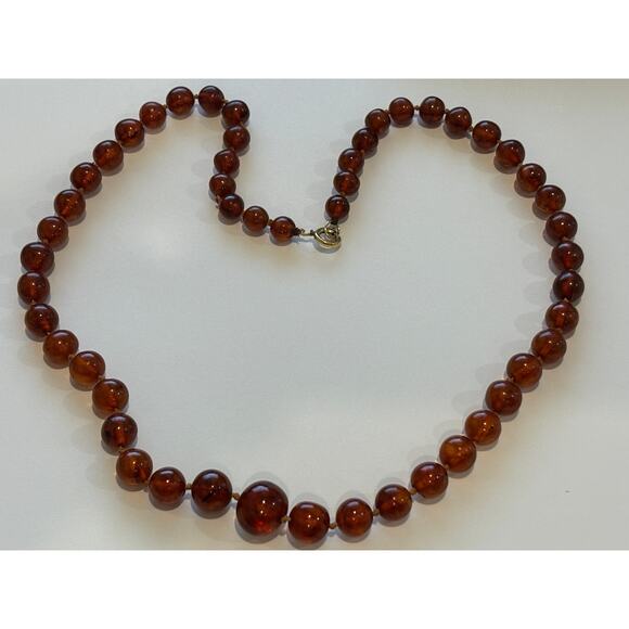 Vintage / Antique Amber Necklace Graduated Beads 20" - Picture 1 of 2
